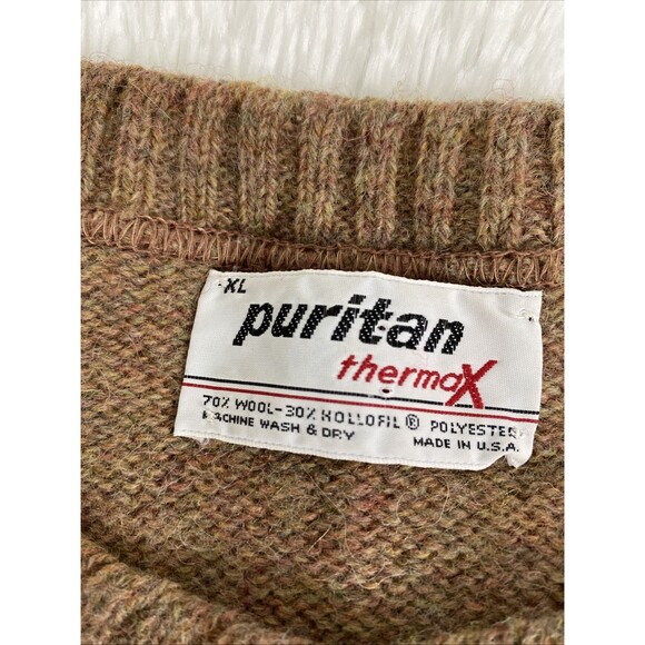 VINTAGE Puritan Thermax Sweater Mens XL Wool Blend Crewneck Brown Classic Luxury - Picture 10 of 11